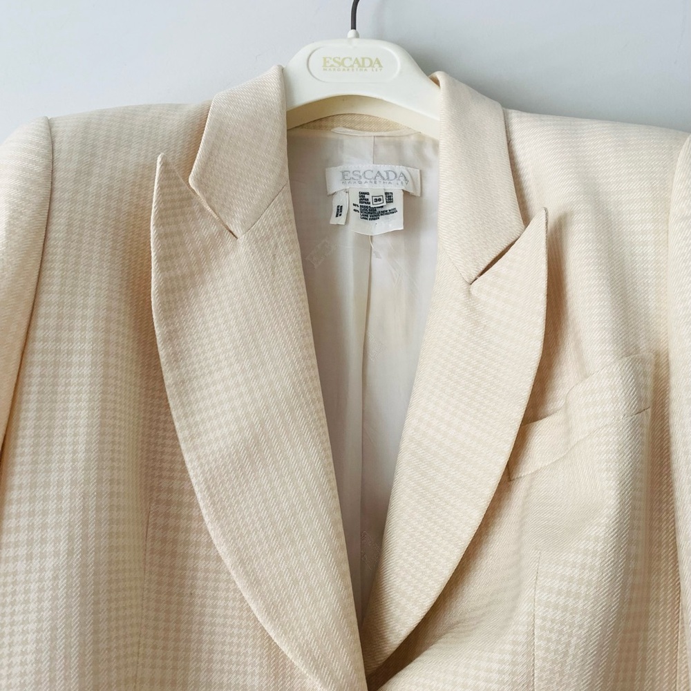 Escada Silk Blend Single Breasted Blazer Women Sz EU 36 US S Cream Old Money - Picture 3 of 13
